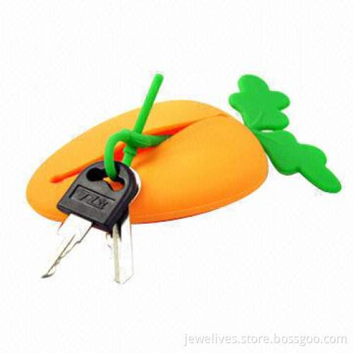 Carrot-shaped silicone key holder